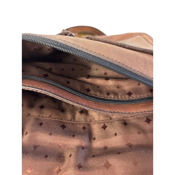 Fossil Brown Leather Crossbody Bag Key Charm Turnlock Clasp 10.5 in X 8.5 in - Picture 5 of 7